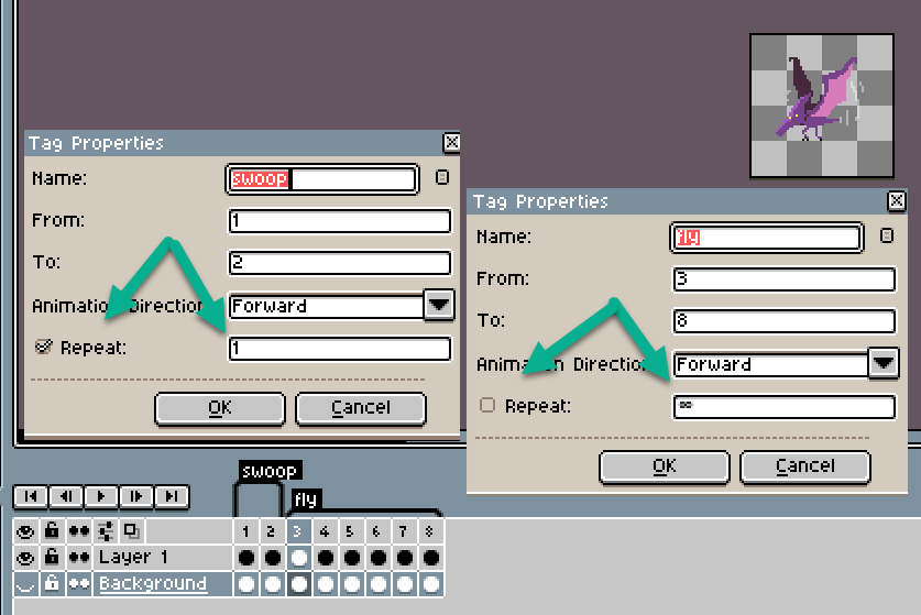 Aseprite with tagged regions